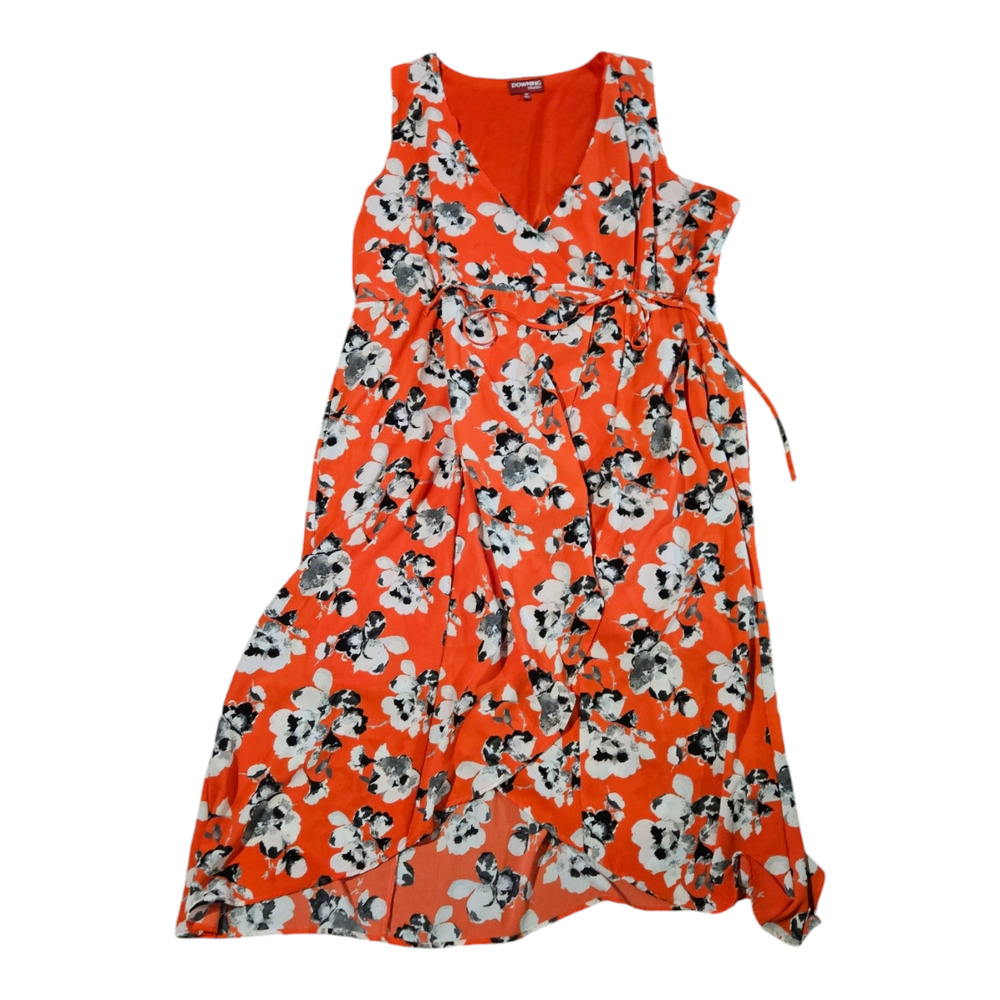 Downing Studio 3X Red Floral Sleeveless V-Neck Dress